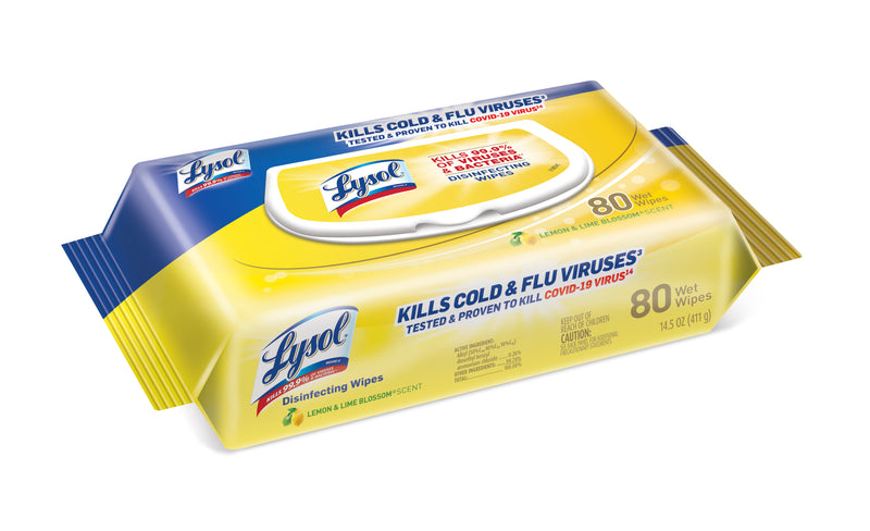 99716 - Lysol Disinfecting Wipes, Lemon & Lime Blossom, 80 Sheets/pk, 6pks/cs